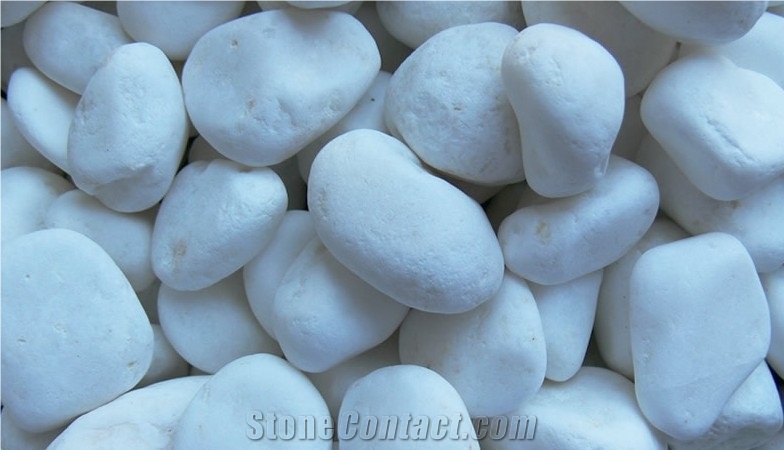 Snow White Gravel Pebble, White Marble Pebbles