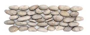 White Stand Bathroom Pebble Mosaic Tile