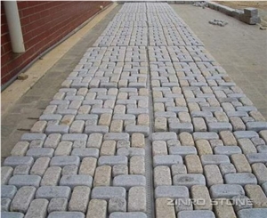China Granite Cube Wtih Mesh ,cobble Stone on Mesh, G603 ,G654 ,G682 ,Red Porphyry Granite Cobble Stone