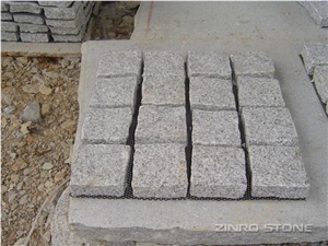 China Granite Cube Wtih Mesh ,cobble Stone on Mesh, G603 ,G654 ,G682 ,Red Porphyry Granite Cobble Stone
