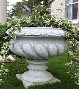 Stone Flowerpot, White Granite Pot Stone Flowerpot, White Granite Pot