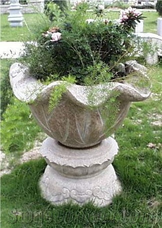 Stone Flowerpot, White Granite Pot