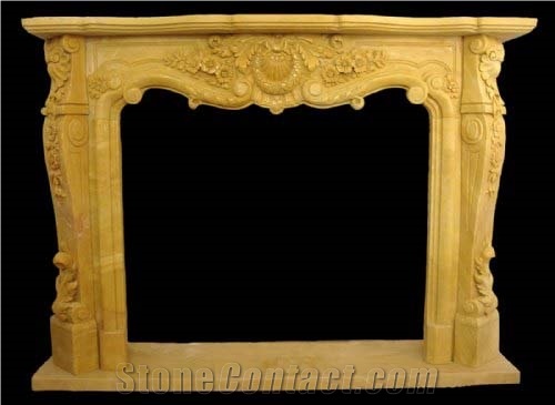 Yellow Marble Fireplace