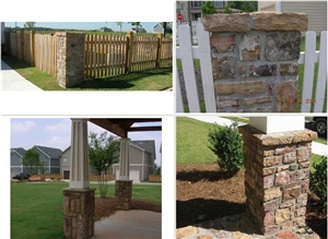 Sandstone Fence, Porches, Stone Pier Caps