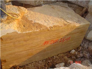 Apricot Travertine Blocks, Turkey Yellow Travertine