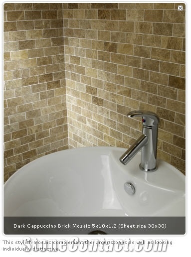 Dark Cappuccino Marble Brick Mosaic, Brown Marble