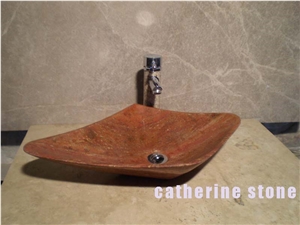 DaYang Stone Sink Mic054, Beige Travertine Sink
