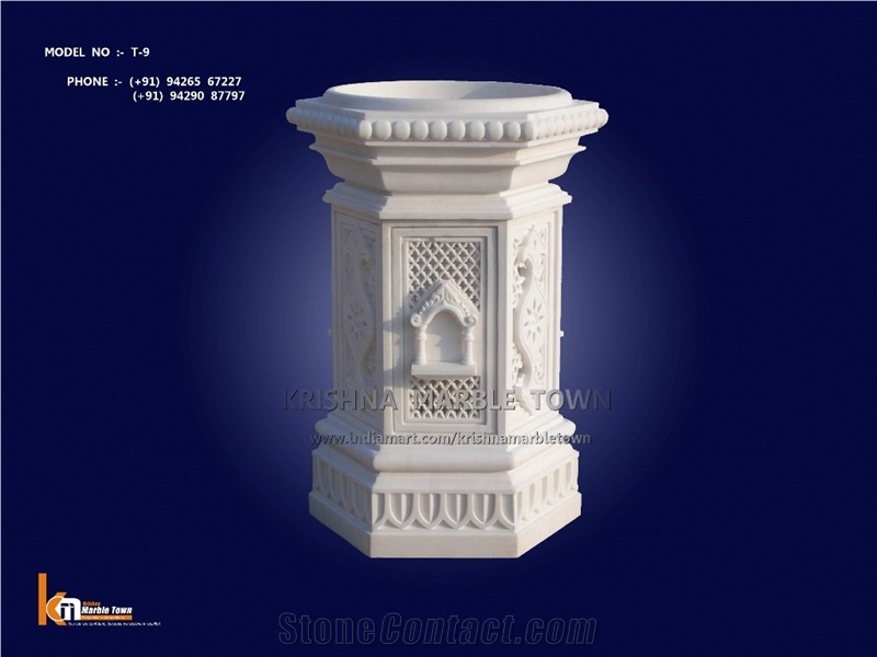 Ambaji White Marble Tulsi Pot,Flower Pot