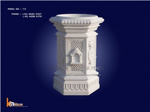 Ambaji White Marble Tulsi Pot,Flower Pot