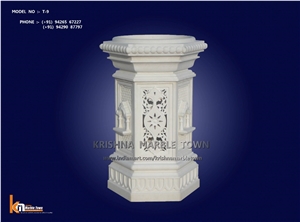 Ambaji White Marble Tulsi Pot,Flower Pot