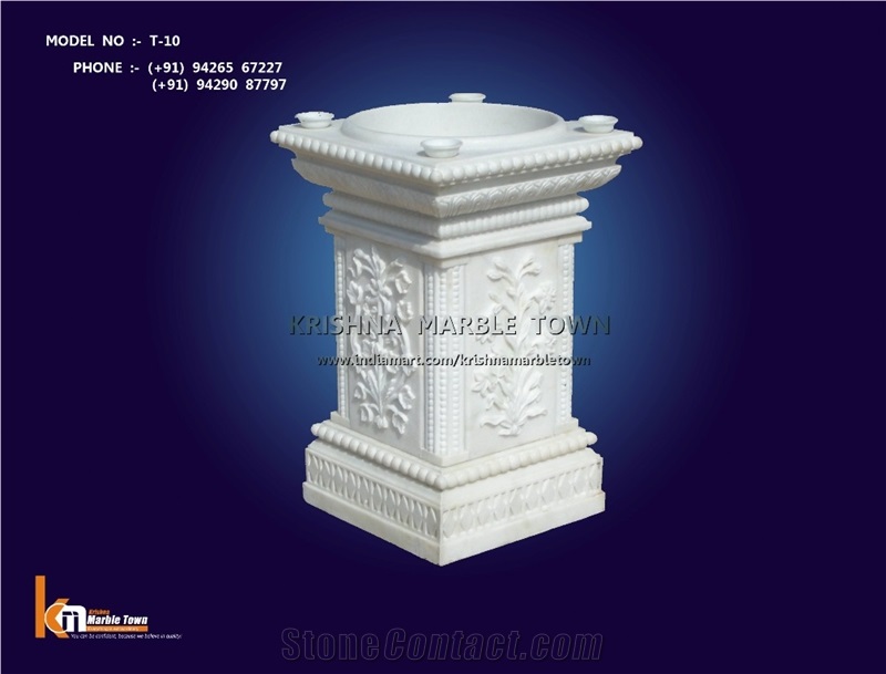 Morwad White Marble Tulsi Flower Pot