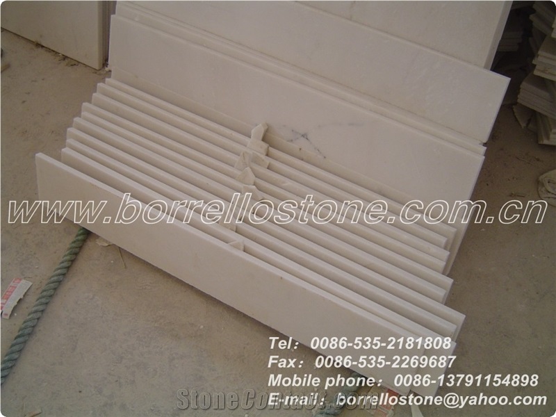 Pure White Marble Risre Of Stair, China White Marble Stairs