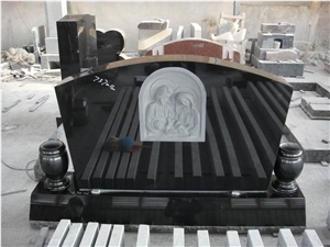 Jet Black Serp Top Monument, Shanxi Black Granite Monument