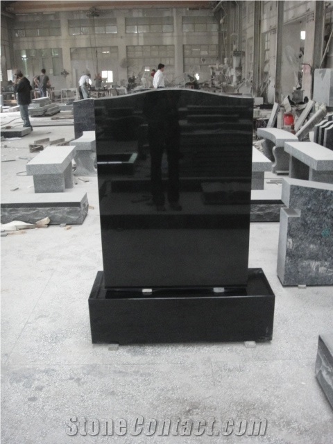 Jet Black Serp Top Monument, Shanxi Black Granite Monument