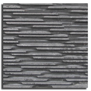 Crystal Black Comb Chilseled Stone, Natural Stone Black Marble Wall Panel