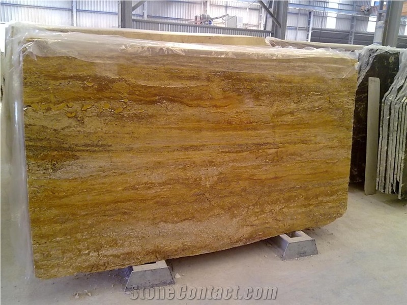 Yellow Travertine Slabs, Travertino Amarillo