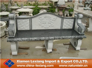 Antique Garden Stone Bench with Back,Grey Granite Bench