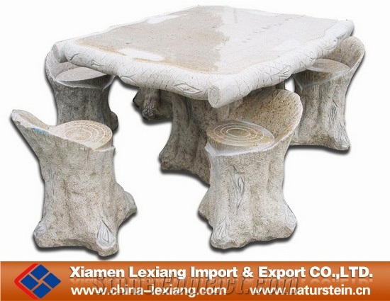 China Granite Stone Design,Beige Granite Bench & Table