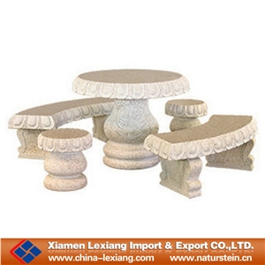 Outdoor Garden Granite Stone Furniture,Yellow Granite Bench & Table