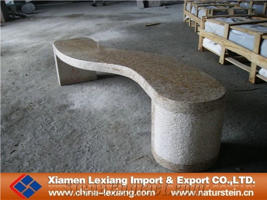 Outdoor Long Granite Stone Bench,Yellow Granite Bench