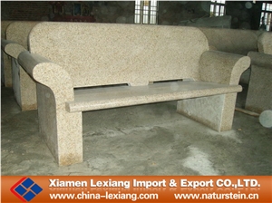 Outdoor Long Granite Stone Bench,Yellow Granite Bench