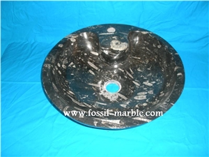 Fossil Black Limestone Sink