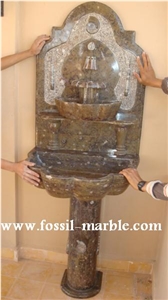 Fossil Brown Limestone Pedestal Sink Fossil Brown Limestone Pedestal Sink
