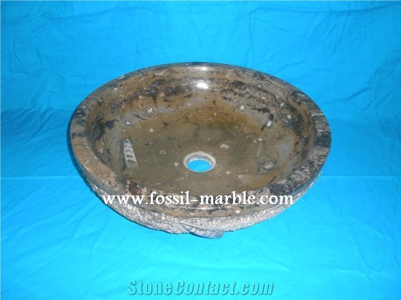 Fossil Brown Limestone Sink