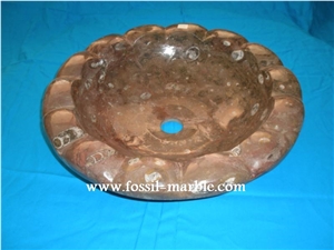 Fossil Brown Limestone Sink