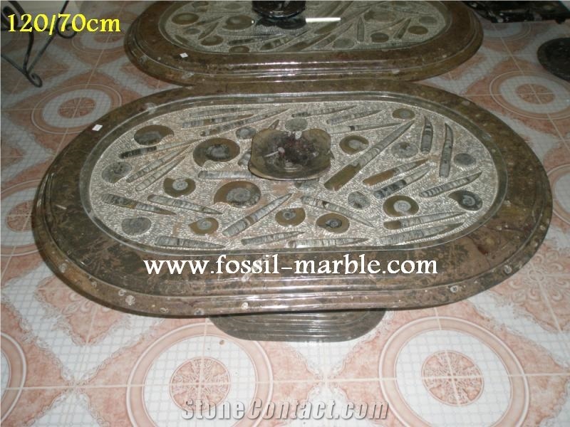 Fossil Black Limestone Tea Table