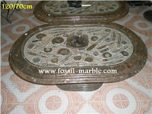 Fossil Black Limestone Tea Table