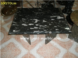 Fossil Black Limestone Tea Table