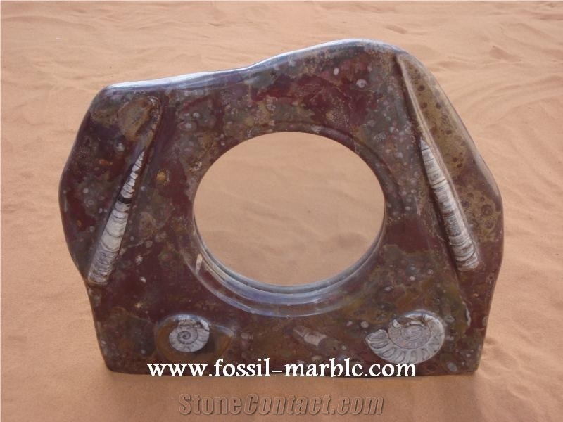 Fossil Brown Limestone Mirror Frame