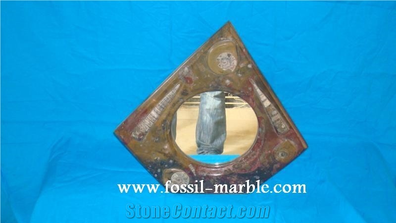 Fossil Brown Limestone Mirror Frame