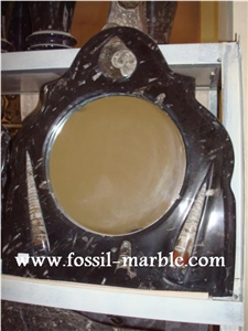 Fossil Brown Limestone Mirror Frame, Fossil Limestone Brown Marble