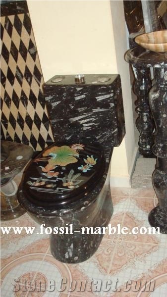 Fossil Brown Limestone Pedestal Basin
