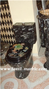 Fossil Brown Limestone Pedestal Basin