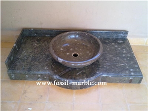 Fossil Brown Limestone Sink, Fossil Limestone Brown Marble Fossil Brown Limestone Sink, Fossil Limestone Brown Marble