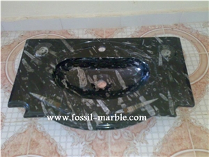 Fossil Brown Limestone Sink, Fossil Limestone Brown Marble