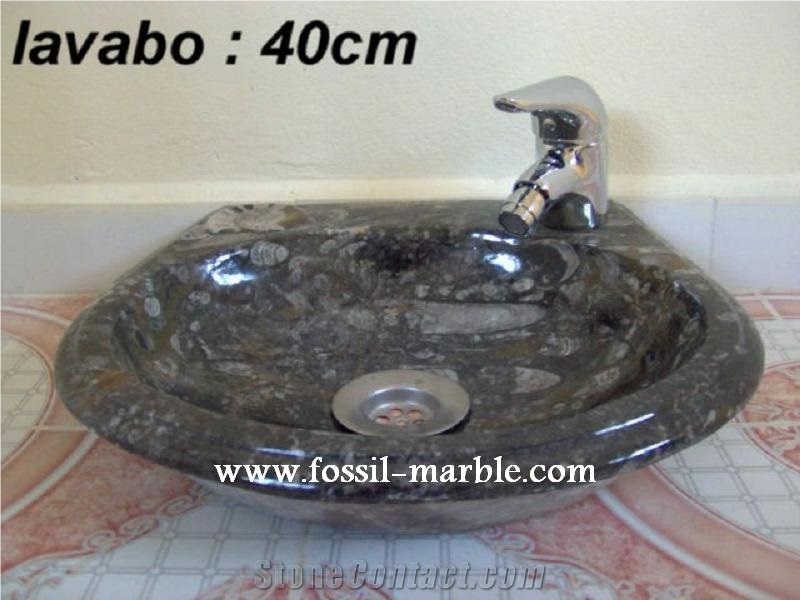 Fossil Brown Limestone Sink, Fossil Limestone Brown Marble
