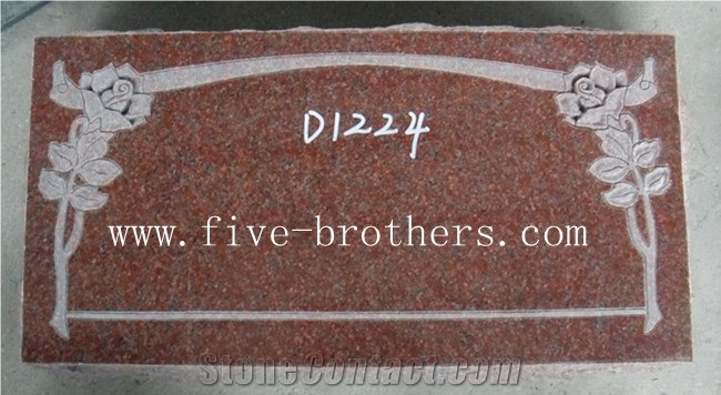 US Markers Style Monuments, Red Granite Slant Grave