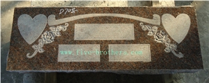 US Markers Style Monuments, Brown Granite Slant Grave