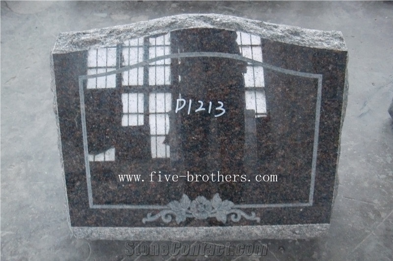 US Slant Grave Markers, Brown Granite Grave Markers