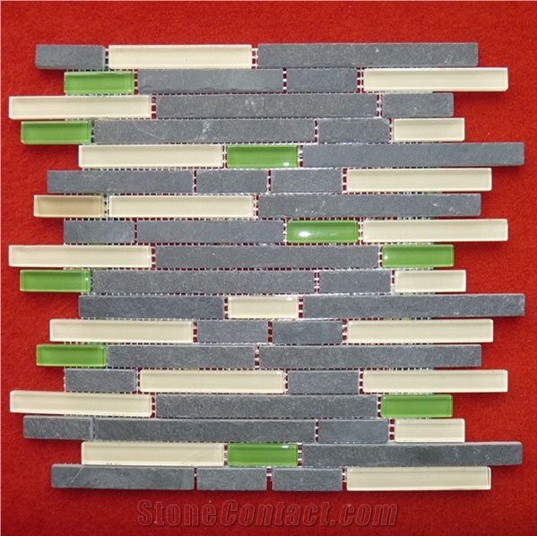 Grey Slate Mosaic with Glass Mosaic