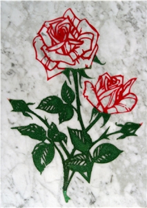 Bianco Carrara Marble Inlaid Craft, Art Work, White Marble Artifacts, Handcrafts