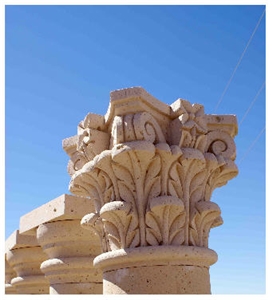 Cantera Crema Column Head, Cantera Crema Beige Column Capital