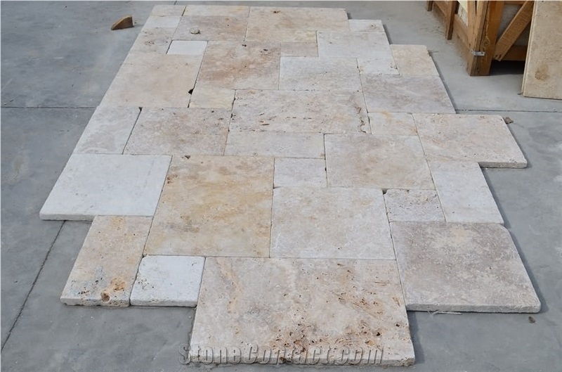 Rustic Choice Paver Set Versailles Pattern Tiles, Rustic Travertine Tiles