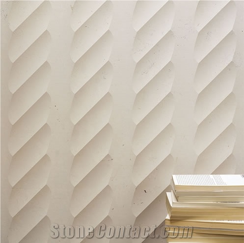 3D CNC Beige Natural Stone Feature Carving Panel, Beige Marble Building, Walling