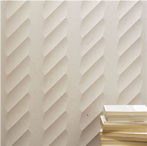 3D CNC Beige Natural Stone Feature Carving Panel, Beige Marble Building, Walling
