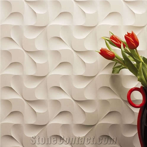 3D CNC Beige Natural Stone Feature Carving Panel, Beige Marble Building, Walling